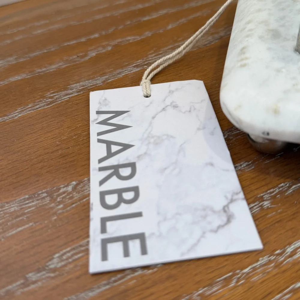 NWT Elegant Marble Bath Vanity Tray with Silver Handles - Made in India